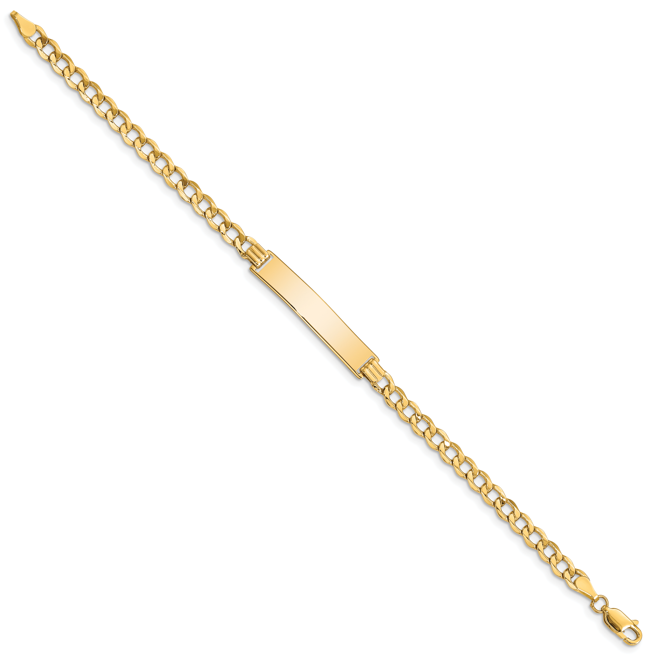 14k Polished Semi-Solid Chain/Solid Plate Curb Link 33x6.75mm Plate 7 inch ID Bracelet Secondary image