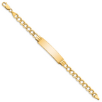 14k Polished Semi-Solid Chain/Solid Plate 5.9mm Curb Link 37.5x9mm Plate 8 inch ID Bracelet