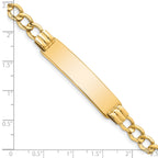 14k Polished Semi-Solid Chain/Solid Plate 5.9mm Curb Link 37.5x9mm Plate 8 inch ID Bracelet