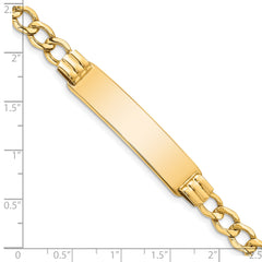 14k Polished Semi-Solid Chain/Solid Plate 5.9mm Curb Link 37.5x9mm Plate 8 inch ID Bracelet