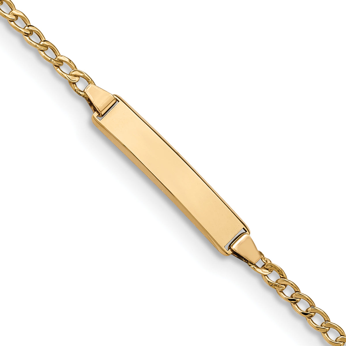 14k Polished Semi-Solid Chain/Solid Plate Cuban Link 20x4.5mm Plate 5.5 inch Baby/Child ID Bracelet