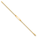 14k Polished Semi-Solid Chain/Solid Plate Cuban Link Soft Diamond Shape 19.5x5.5mm Plate 7 inch ID Bracelet