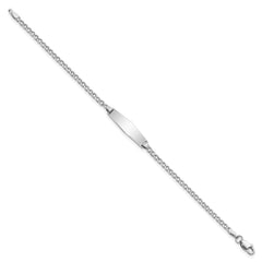 14k White Gold Polished Semi-Solid Chain/Solid Plate Cuban Link Soft Diamond Shape 20x5.5mm Plate 7 inch ID Bracelet