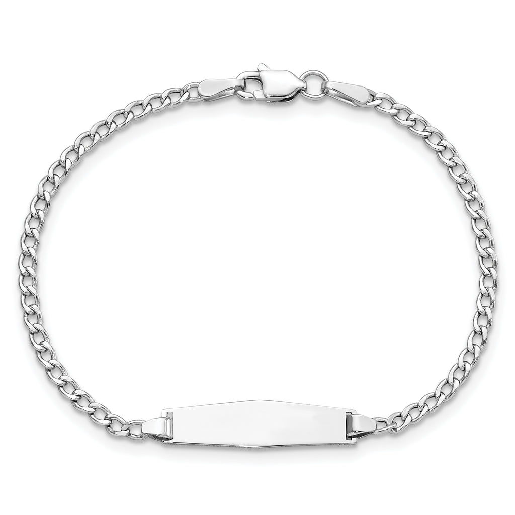 14k White Gold Polished Semi-Solid Chain/Solid Plate Cuban Link Soft Diamond Shape 20x5.5mm Plate 6 - Sophia Jewelers