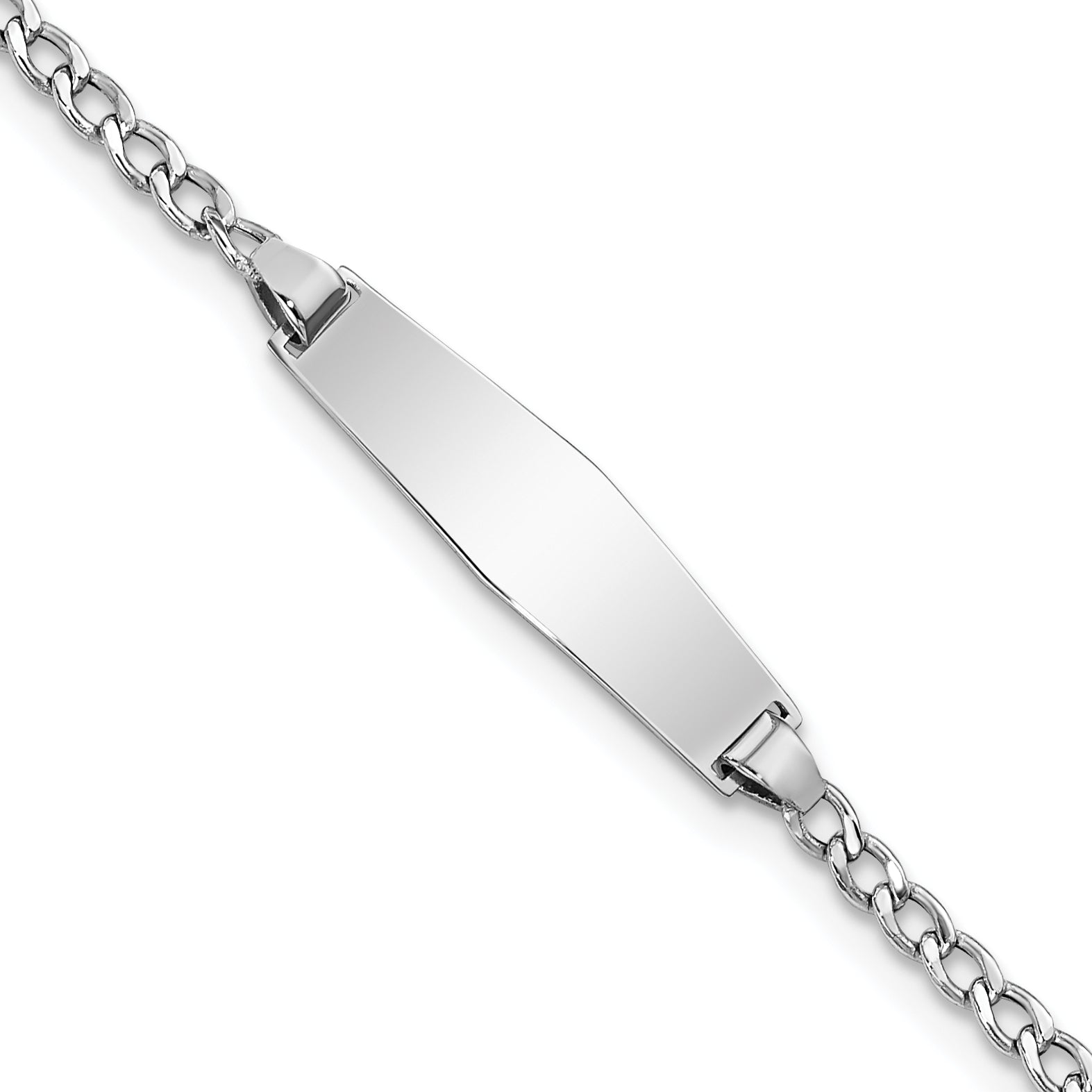 14k White Gold Polished Semi-Solid Chain/Solid Plate Cuban Link Soft Diamond Shape 20x5.5mm Plate 6 - Sophia Jewelers