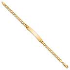 14k Polished Semi-Solid Chain/Solid Plate Cuban Link 35x7mm Plate 7 inch ID Bracelet - Sophia Jewelers