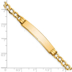 14k Polished Semi-Solid Chain/Solid Plate Cuban Link 35x7mm Plate 7 inch ID Bracelet - Sophia Jewelers