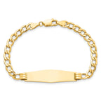 14k Polished Semi-Solid Chain/Solid Plate Cuban Link Soft Diamond Shape 34x10mm Plate 8 inch ID Brac - Sophia Jewelers