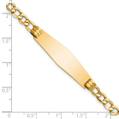 14k Polished Semi-Solid Chain/Solid Plate Cuban Link Soft Diamond Shape 34x10mm Plate 8 inch ID Bracelet