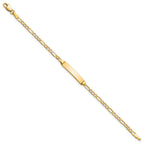 14k Polished Semi-Solid Chain/Solid Plate Figaro Link 23x4.5mm Plate 5.5 inch Baby/Child ID Bracelet - Sophia Jewelers