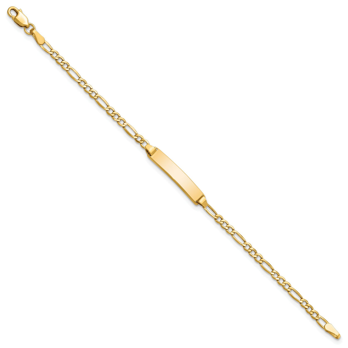 14k Polished Semi-Solid Chain/Solid Plate Figaro Link 23x4.5mm Plate 5.5 inch Baby/Child ID Bracelet - Sophia Jewelers