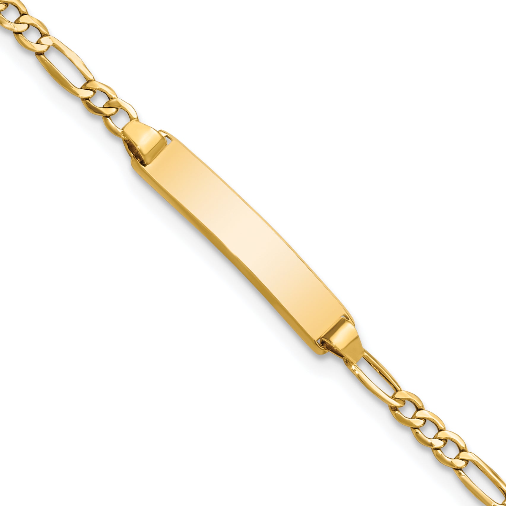 14k Polished Semi-Solid Chain/Solid Plate Figaro Link 19.5x4.5mm Plate 7 inch ID Bracelet Main image