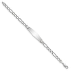 14K White Gold Polished Semi-Solid Chain/Solid Plate Figaro Link Soft Diamond Shape 34x10mm Plate 7 - Sophia Jewelers