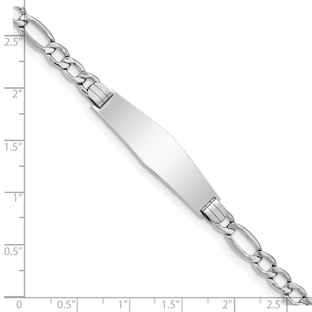14K White Gold Figaro ID Bracelet 6mm