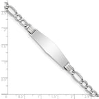 14K White Gold Polished Semi-Solid Chain/Solid Plate Figaro Link Soft Diamond Shape 34x10mm Plate 7 - Sophia Jewelers