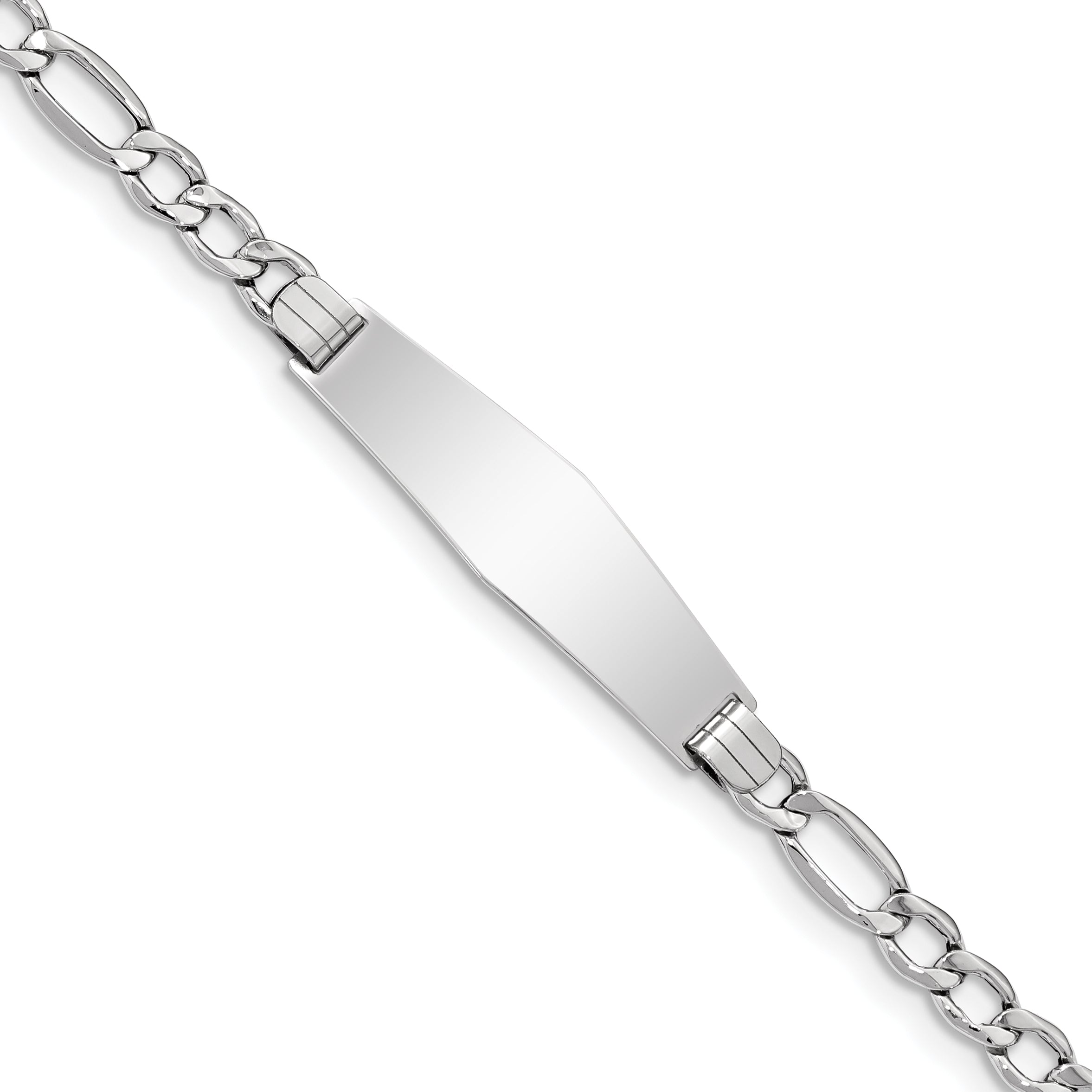 14K White Gold Figaro ID Bracelet 6mm Main image