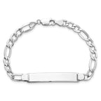 14K White Gold Figaro ID Bracelet 6mm