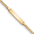 14k Polished Semi-Solid Chain/Solid Plate Anchor Link 20.5x4.5mm Plate 6 inch Baby/Child ID Bracelet - Sophia Jewelers