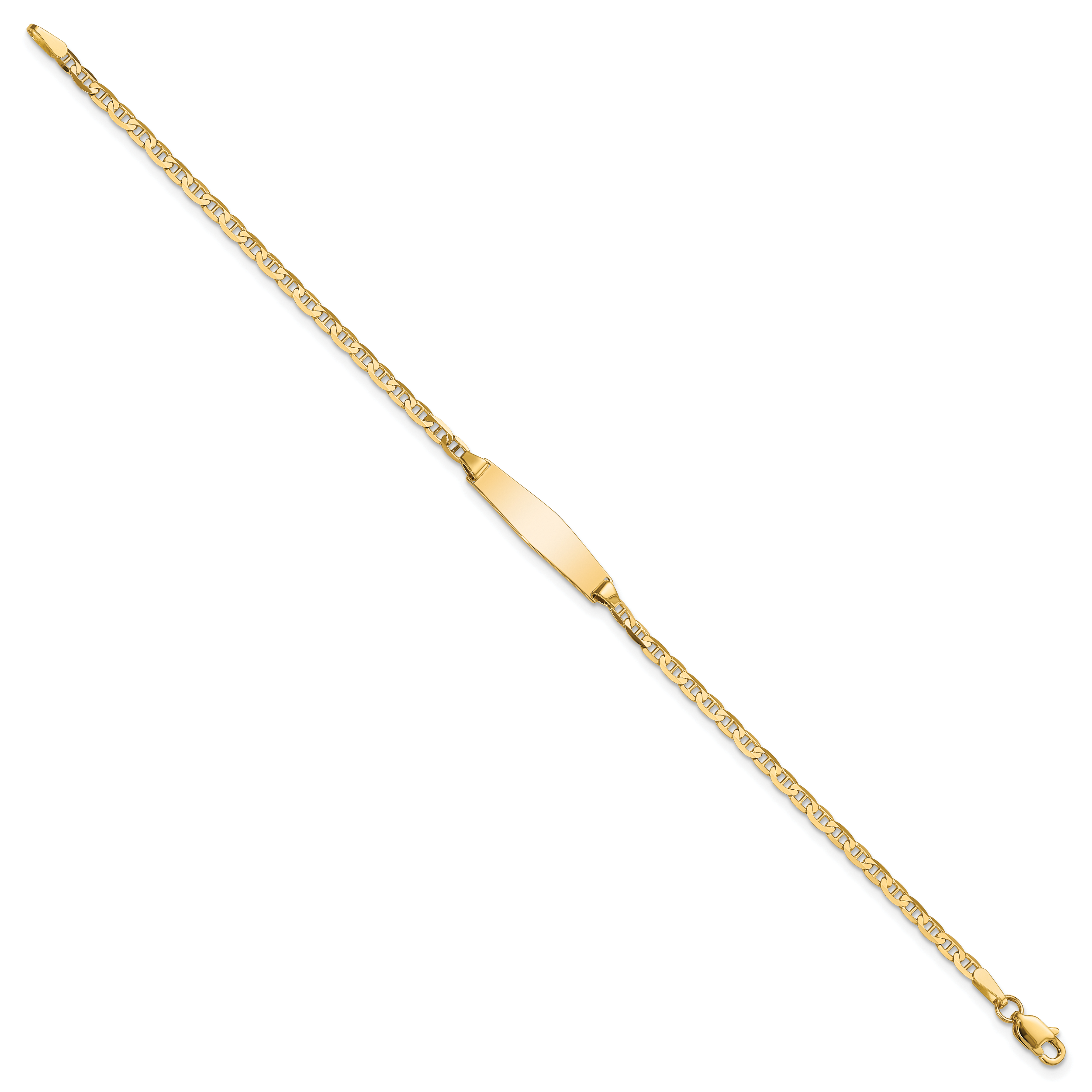 14k Polished Semi-Solid Chain/Solid Plate Anchor Link Soft Diamond Shape 19.5x5.5mm Plate 6 inch Baby/Child ID Bracelet Secondary image
