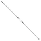 14k White Gold Polished Semi-Solid Chain/Solid Plate Anchor Link Soft Diamond Shape 20x5.5mm Plate 7 inch ID Bracelet