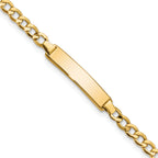 14k Polished Semi-Solid Chain/Solid Plate Cuban Link 23.5x4.5mm Plate 6 inch Baby/Child ID Bracelet