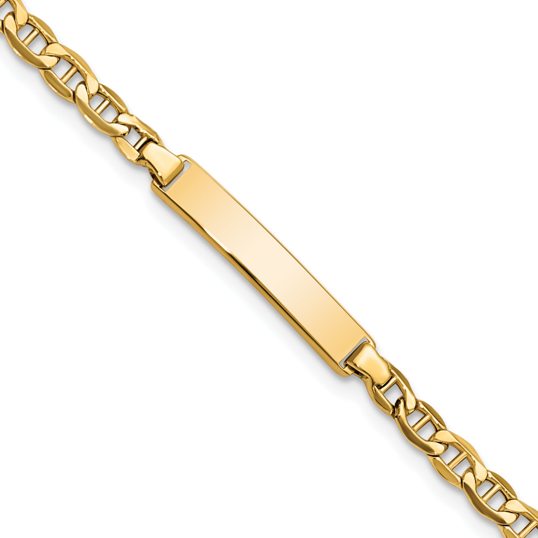 14k Polished Semi-Solid Chain/Solid Plate Anchor Link 22.5x4.5mm Plate 7 inch ID Bracelet Main image