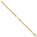 14k Polished Semi-Solid Chain/Solid Plate Figaro Link 23x4.3mm Plate 7 inch ID Bracelet