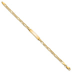 14k Polished Semi-Solid Chain/Solid Plate Figaro Link 20.3x4.4mm Plate 6 inch Baby/Child ID Bracelet - Sophia Jewelers