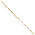 14k Polished Semi-Solid Chain/Solid Plate Figaro Link Soft Diamond Shape 19.5x5.5mm Plate 7 inch ID Bracelet