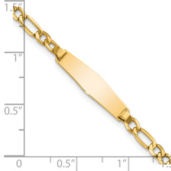 14k Polished Semi-Solid Chain/Solid Plate Figaro Link Soft Diamond Shape 19.5x5.5mm Plate 7 inch ID Bracelet