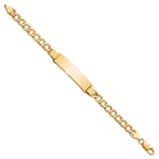 14k Polished Semi-Solid Chain/Solid Plate Curb Link 37.5x10mm Plate 8 inch ID Bracelet