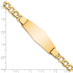 14k Polished Semi-Solid Chain/Solid Plate Curb Link Soft Diamond Shape 39x14mm Plate 8 inch ID Bracelet