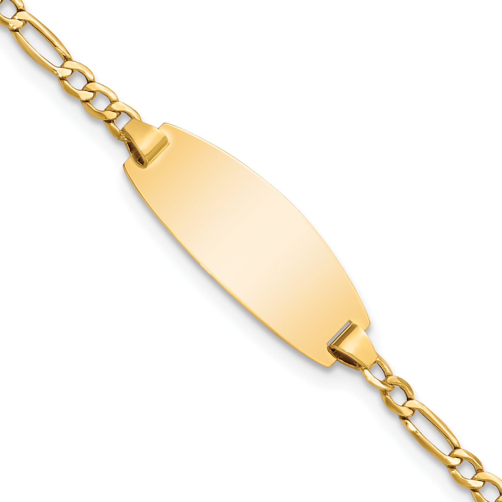 14k Polished Semi-Solid Chain/Solid Plate Figaro Link Oval 18.5x8.5mm Plate 5.5 inch Baby/Child ID Bracelet Main image