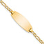 14k Polished Semi-Solid Chain/Solid Plate Figaro Link Oval 18.5x8.5mm Plate 5.5 inch Baby/Child ID Bracelet