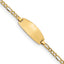 14k Polished Semi-Solid Chain/Solid Plate Figaro Link Oval 18.5x8.5mm Plate 7 inch ID Bracelet
