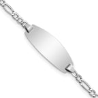 14k White Gold Polished Semi-Solid Chain/Solid Plate Figaro Link Oval 18.5x8.5mm Plate 5.5 inch Baby - Sophia Jewelers