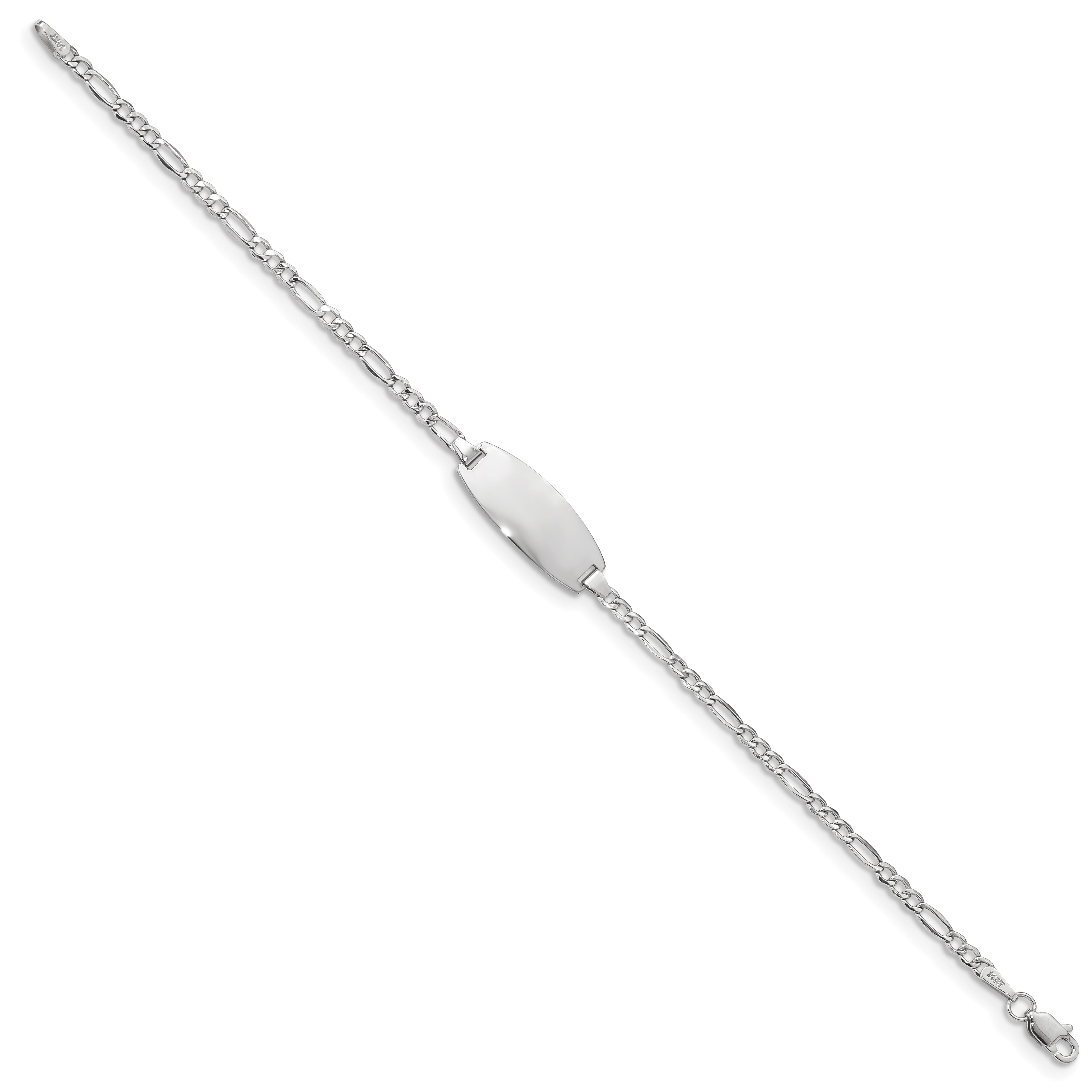 14K White Gold Figaro ID Bracelet 2.5mm Secondary image