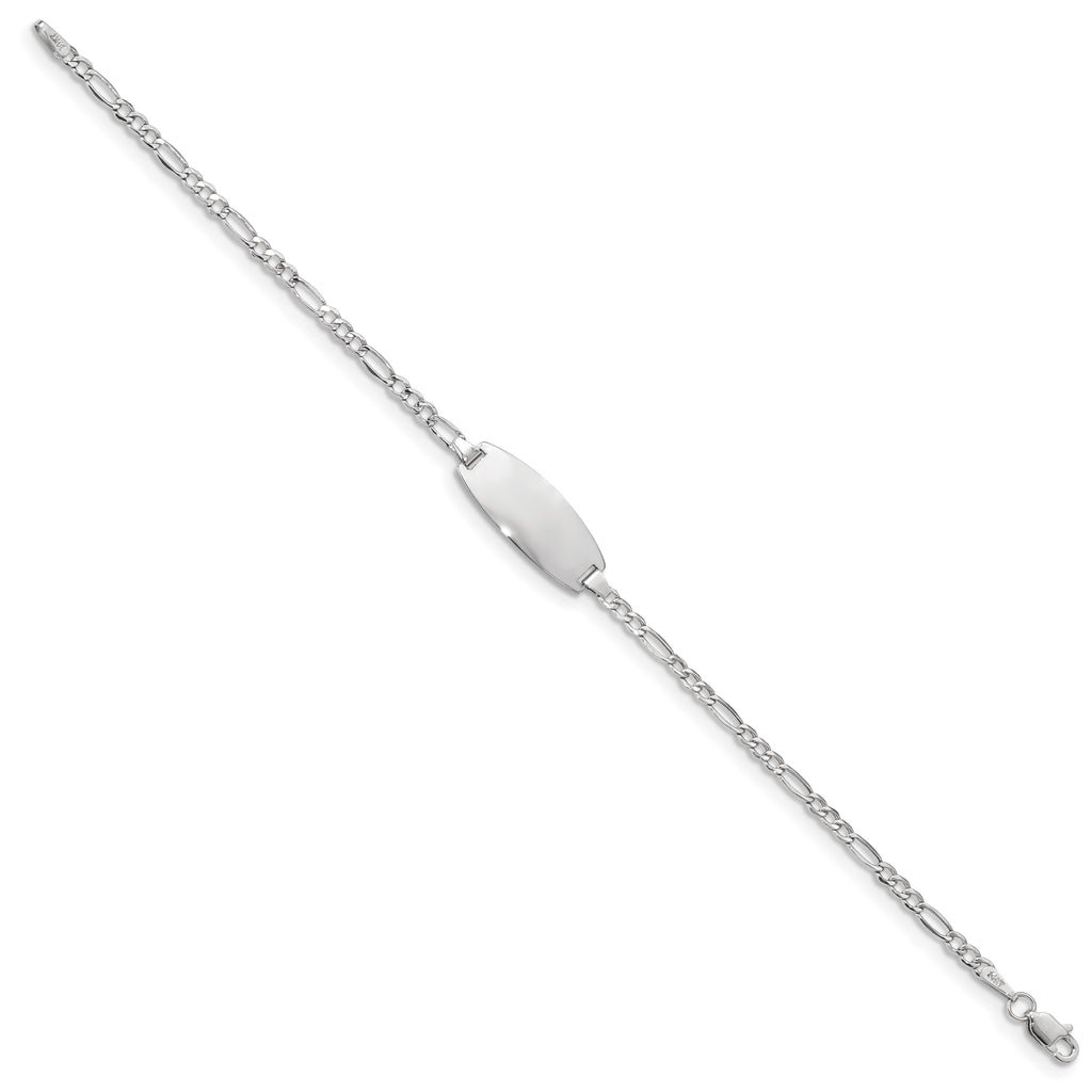 14K White Gold Figaro ID Bracelet 2.5mm