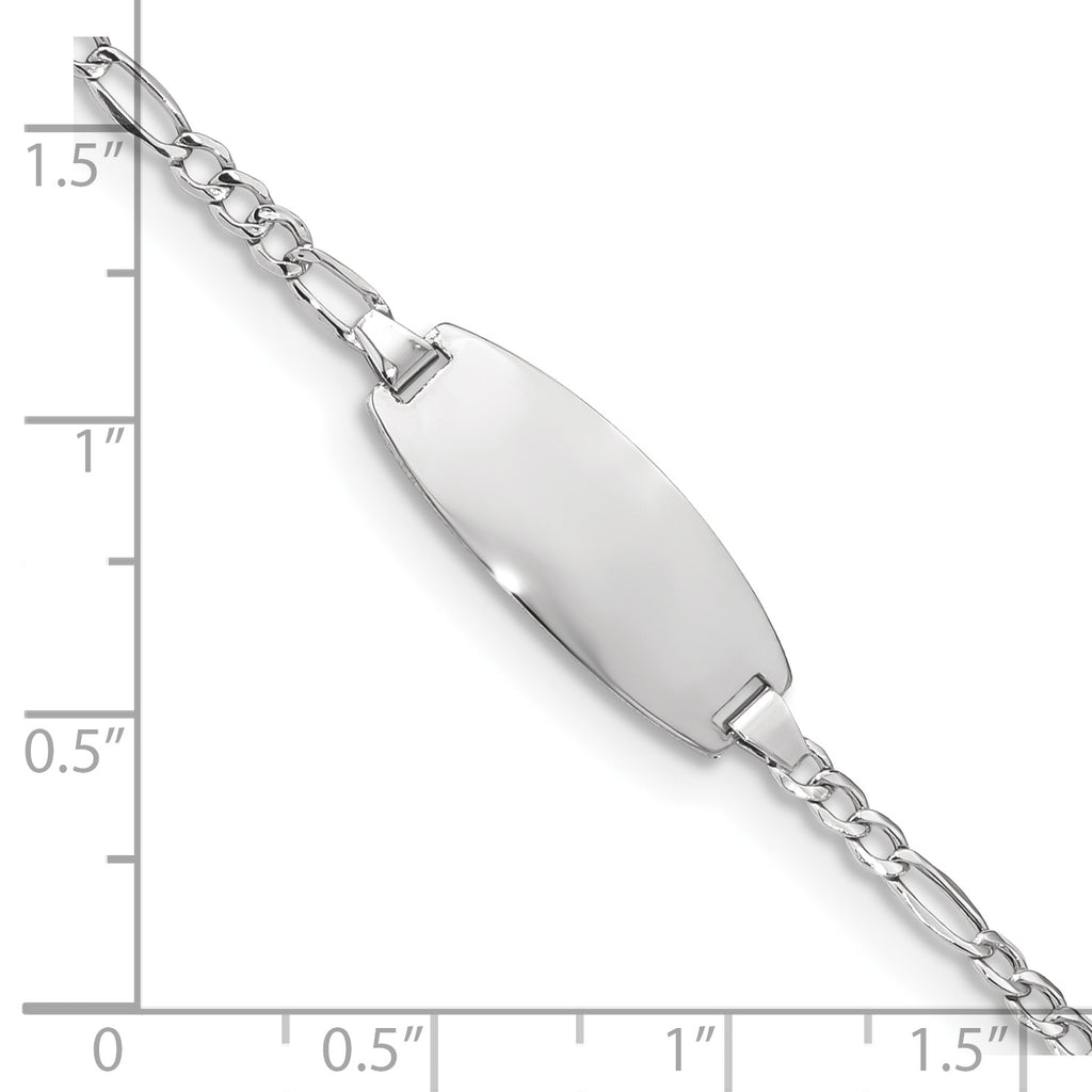 14K White Gold Figaro ID Bracelet 2.5mm