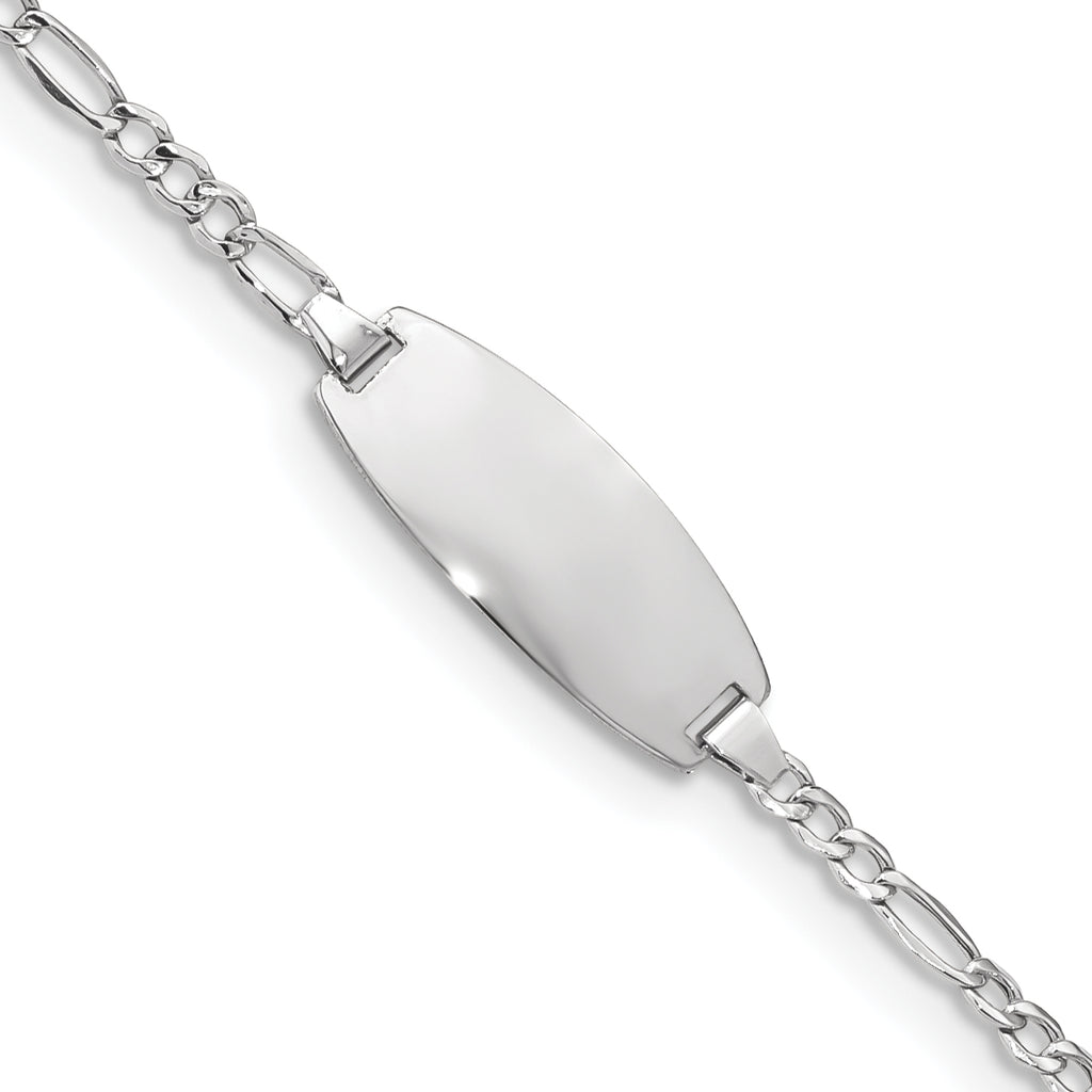 14K White Gold Figaro ID Bracelet 2.5mm