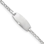 14K White Gold Figaro ID Bracelet 2.5mm