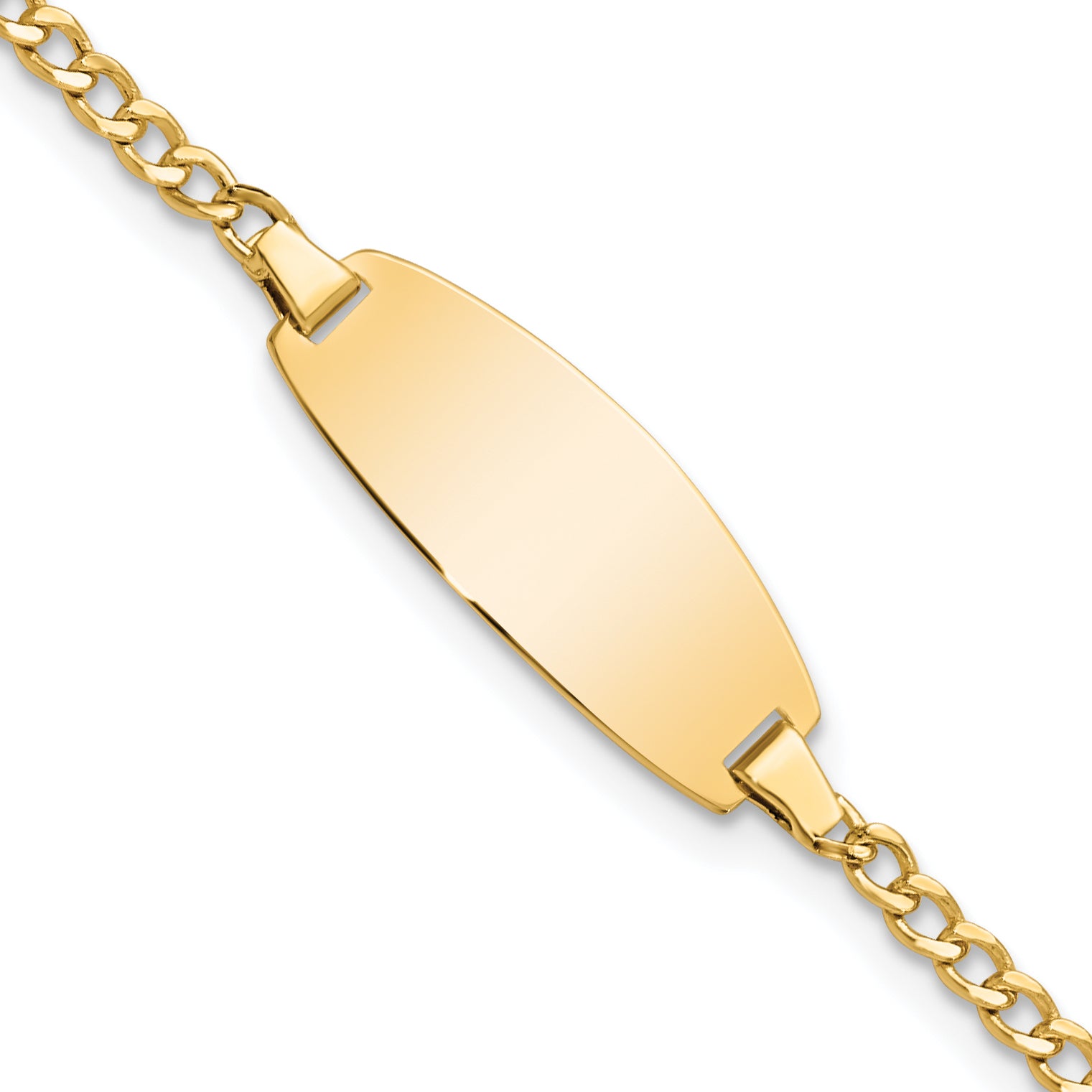14k Polished Semi-Solid Chain/Solid Plate Curb Link Oval 18.5x8.5mm Plate 5.5 inch Baby/Child ID Bracelet Main image