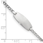 14k White Gold Polished Semi-Solid Chain/Solid Plate Curb Link Oval 18.5x8.5mm Plate 7 inch ID Bracelet
