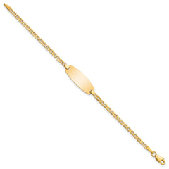 14k Polished Semi-Solid Chain/Solid Plate Anchor Link Oval 18.5x8.5mm Plate 5.5 inch Baby/Child ID Bracelet