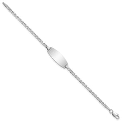 14k White Gold Polished Semi-Solid Chain/Solid Plate Anchor Link Oval 18.5x8.5mm Plate 5.5 inch Baby/Child ID Bracelet