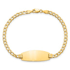 14k Polished Semi-Solid Chain/Solid Plate Curb Link Oval 25x11.5mm Plate 8 inch ID Bracelet