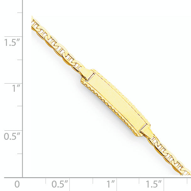14k Polished Solid Chain/Solid Plate Anchor Link 18.5x5mm Plate 6 inch Baby/Child ID Bracelet