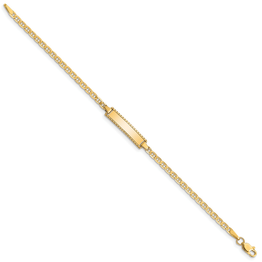 14k Polished Solid Chain/Solid Plate Anchor Link 18.5x5mm Plate 6 inch Baby/Child ID Bracelet