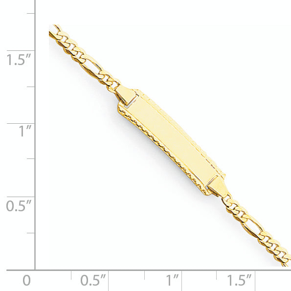 14k Polished Solid Chain/Solid Plate Figaro Link 18.5x5mm Plate 6 inch Baby/Child ID Bracelet