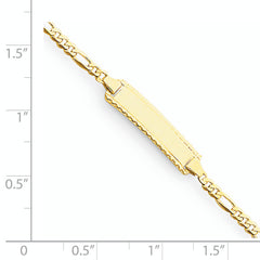 14k Polished Solid Chain/Solid Plate Figaro Link 18.5x5mm Plate 6 inch Baby/Child ID Bracelet